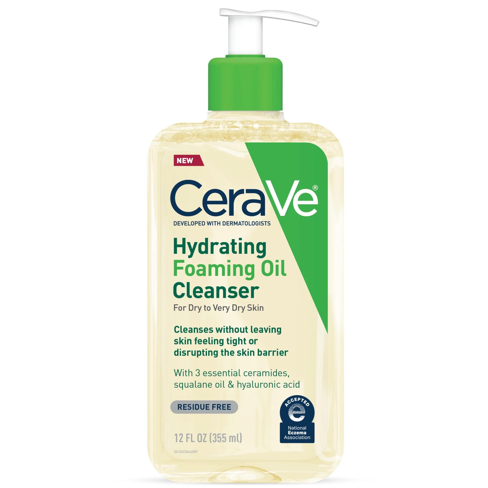 CeraVe Hydrating Foaming Oil Cleanser Daily Face Wash For Dry to Very Dry Skin 12 fl oz