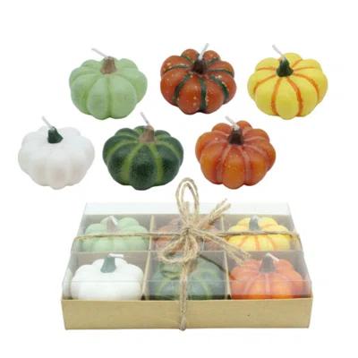Wax Pumpkin Candles Box Set of 6 Fall Harvest Home Decorations