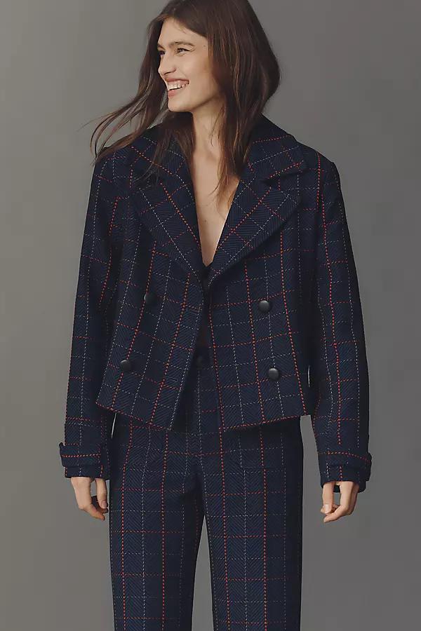 @merricksart x Maeve Plaid Crop Blazer Jacket
