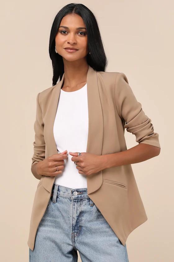 Miss Punctuality Beige Lightweight Blazer