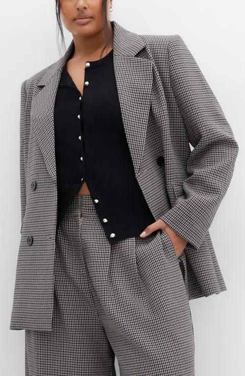 City Chic Tiana Double Breasted Blazer in Plaid