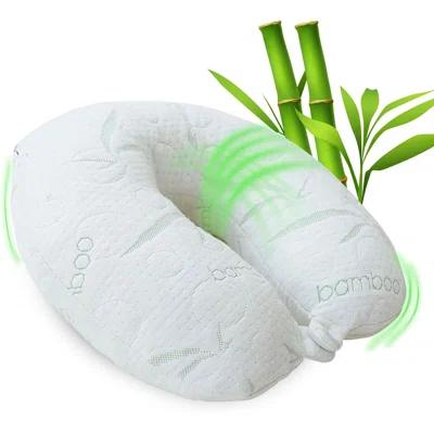 Memory Foam Travel Pillow, Rayon From Bamboo Cover, Head and Neck Support, Cooling U-Shaped Pillow