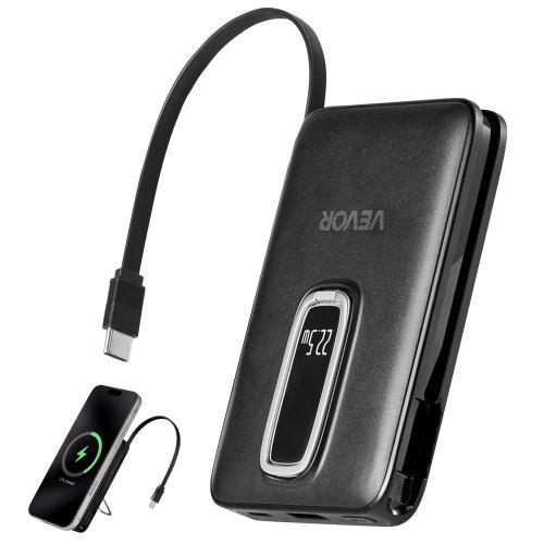 VEVOR Magnetic Power Bank, 10000 mAh Battery Pack, Wireless MagSafe-Compatible Portable Charger