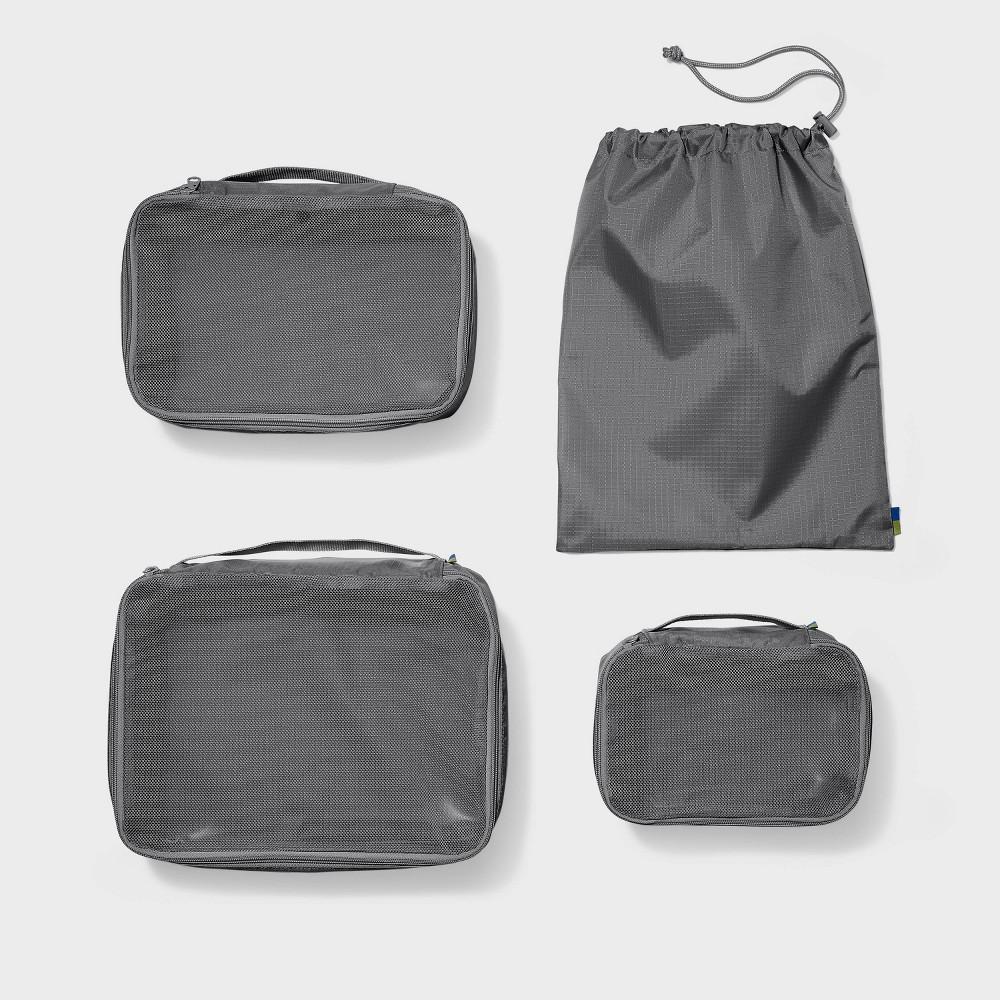 4pc Packing Cube Set - Open Story™ Gray: Solid Recycled Polyester Luggage Accessory