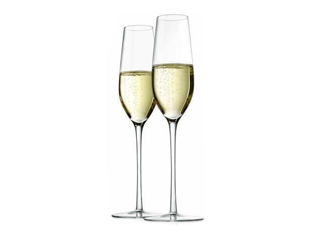 NutriChef 7oz Crystal Hand-Blown Champagne Flutes 2pc Set
