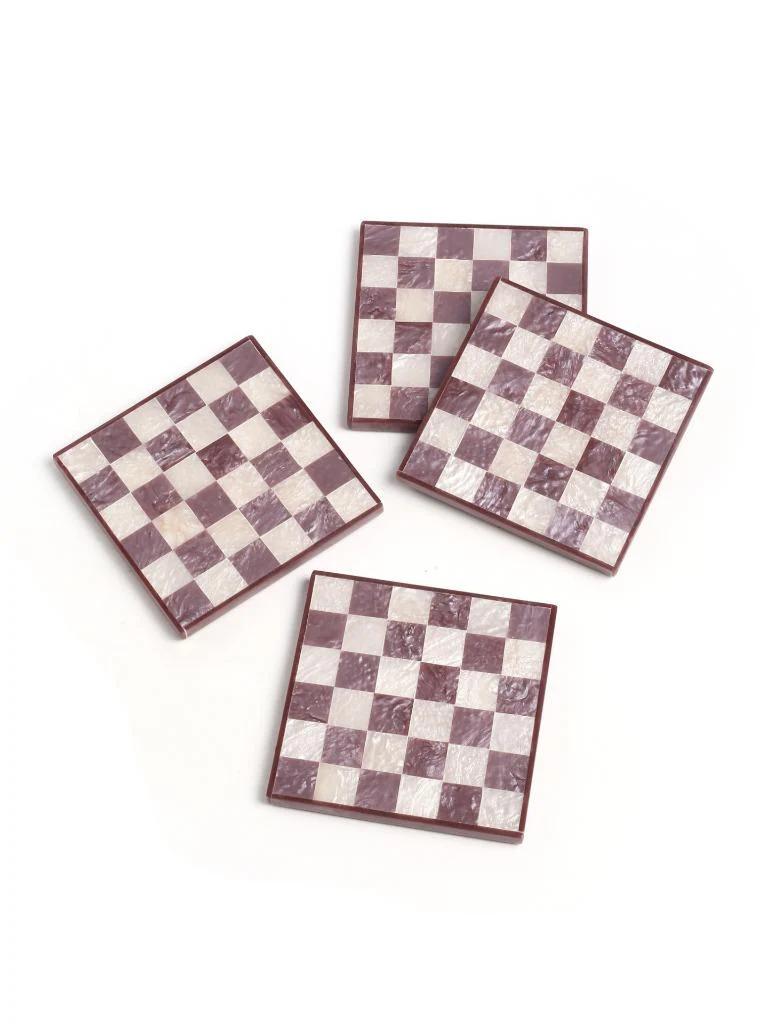 Checkered Resin Coasters - Set of 4