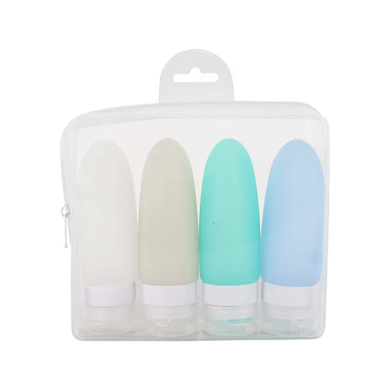 4-Piece Silicone Toiletry Bag Kit