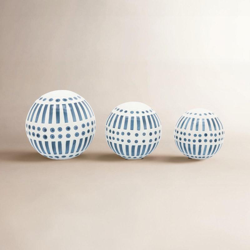 Neutral Modern Line Design Decorative Orb Set of 3