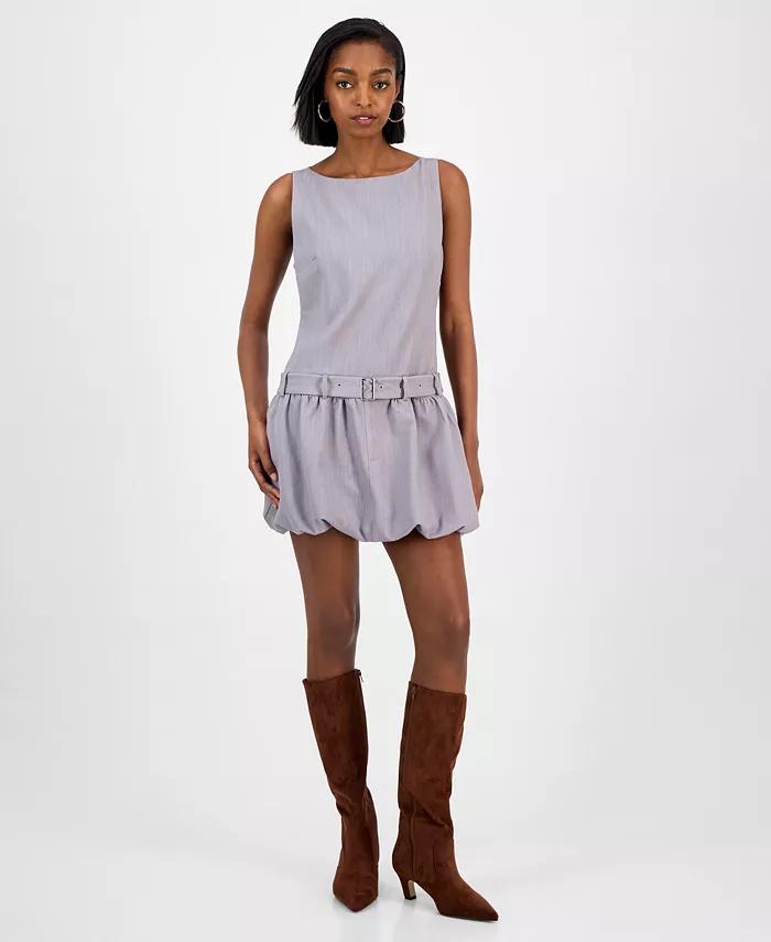 Women's Belted Bubble-Hem Minidress, Macy's Exclusive