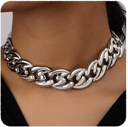 YERTTER Punk Silver Chunky Choker Necklace