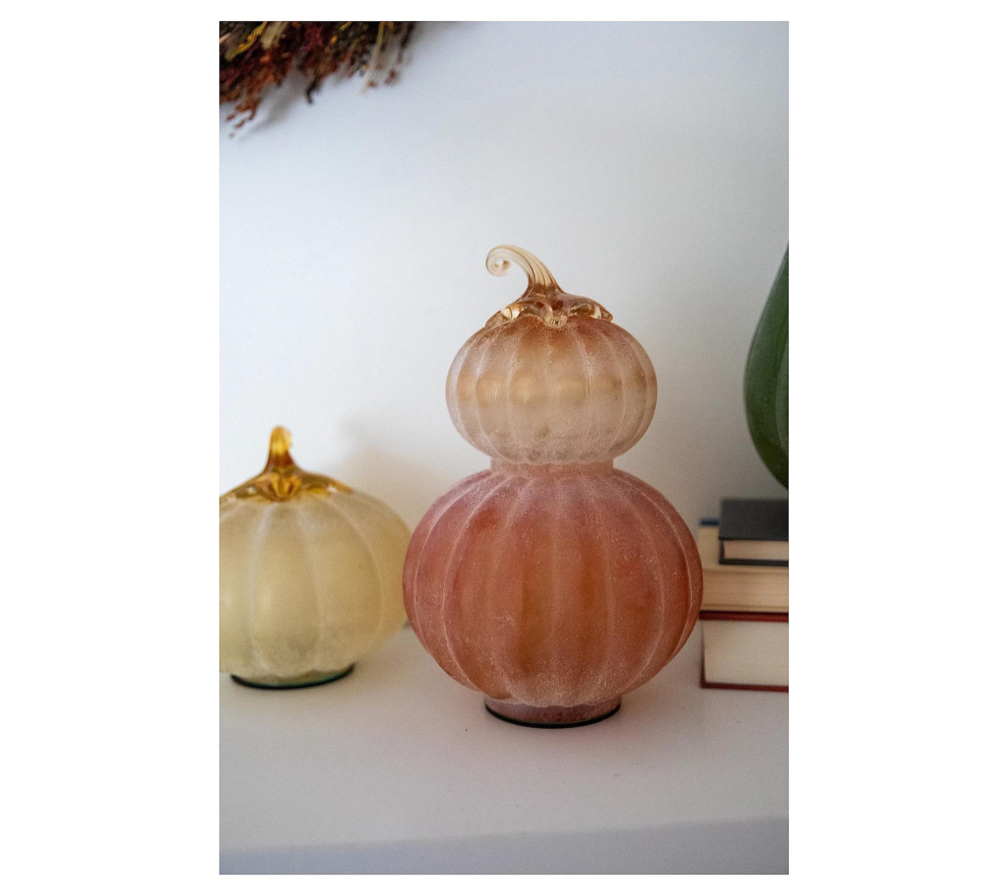 10.5" Frosted Glass Pumpkin Stack by Lauren McBride