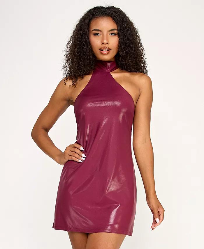 Juniors' Foil Draped Scarf One-Shoulder Dress
