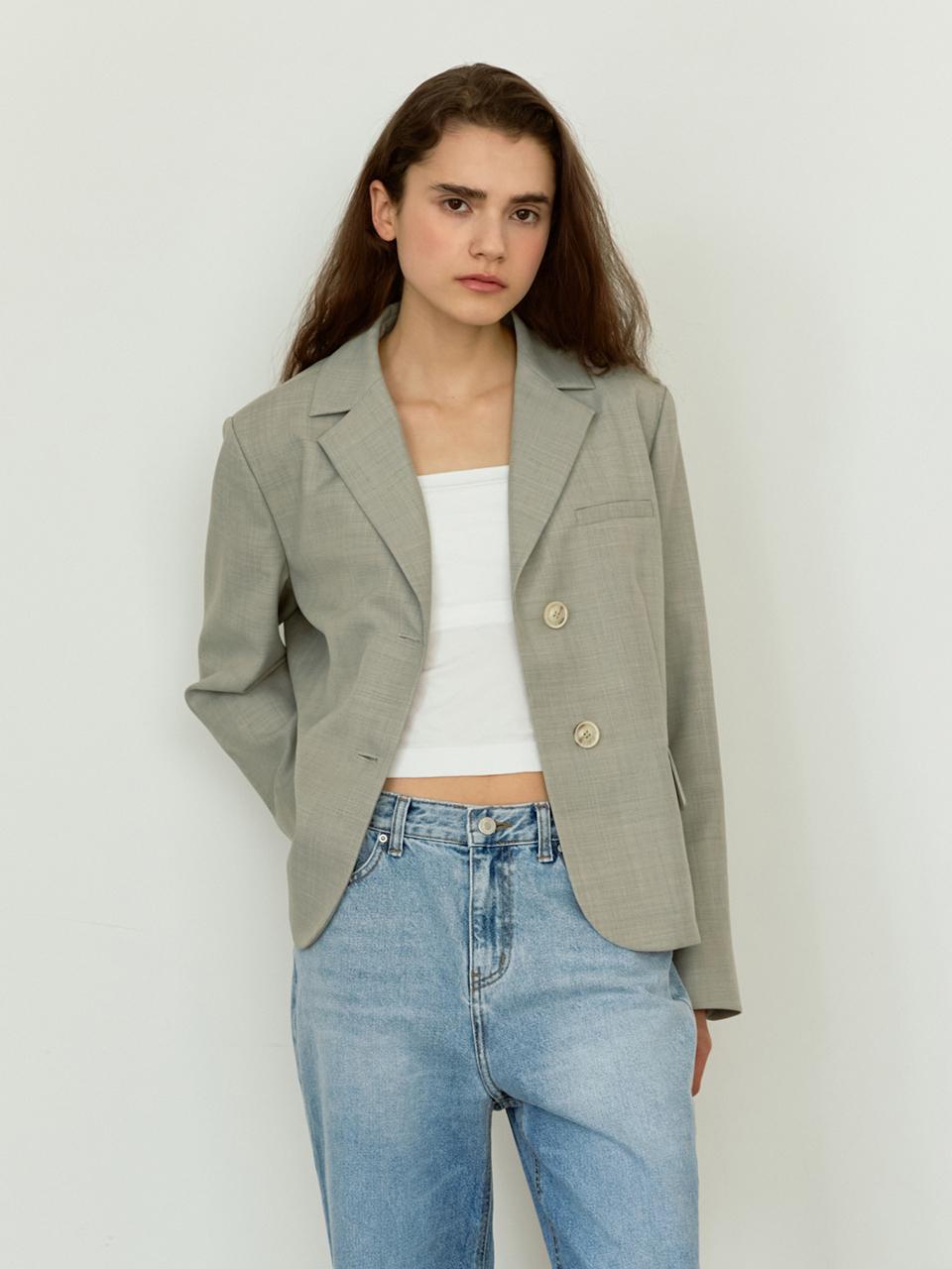 Semi-Cropped Two-Button Wool-Blend Blazer