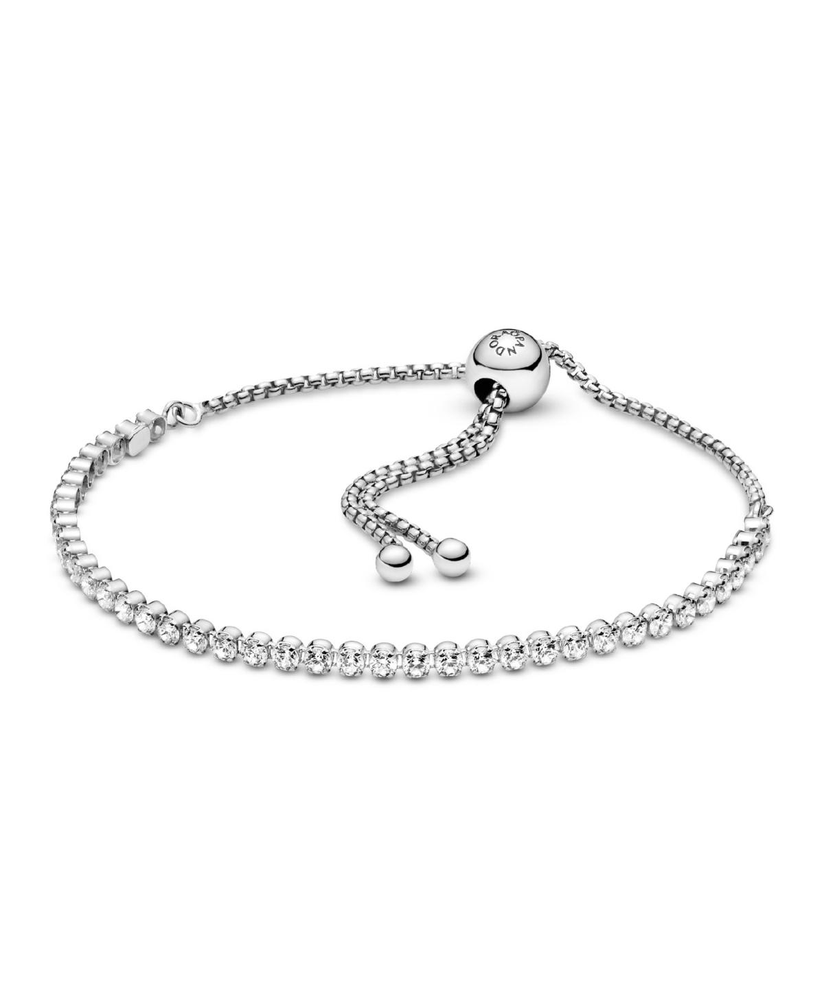 Cubic Zirconia Sparkling Slider Tennis Bracelet