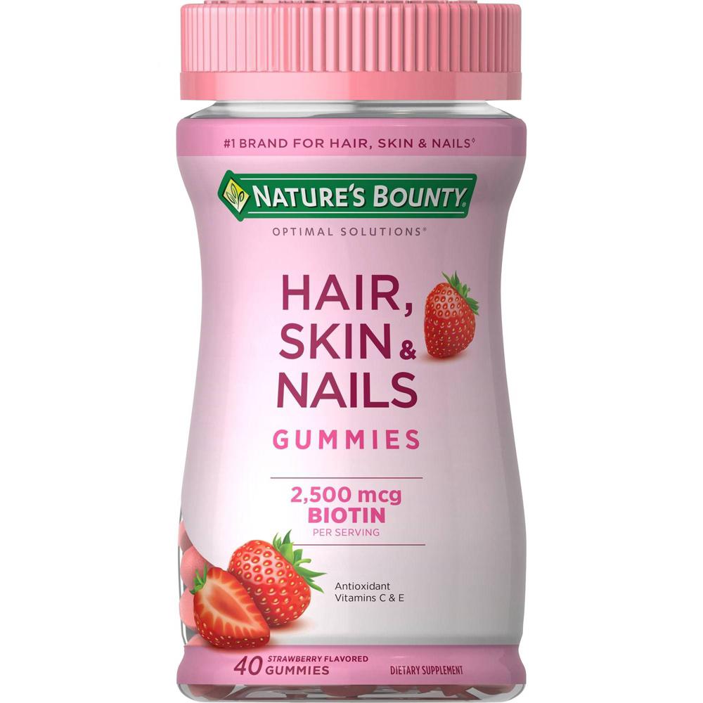 Nature's Bounty Optimal Solutions Hair, Skin & Nails Gummies with Biotin
